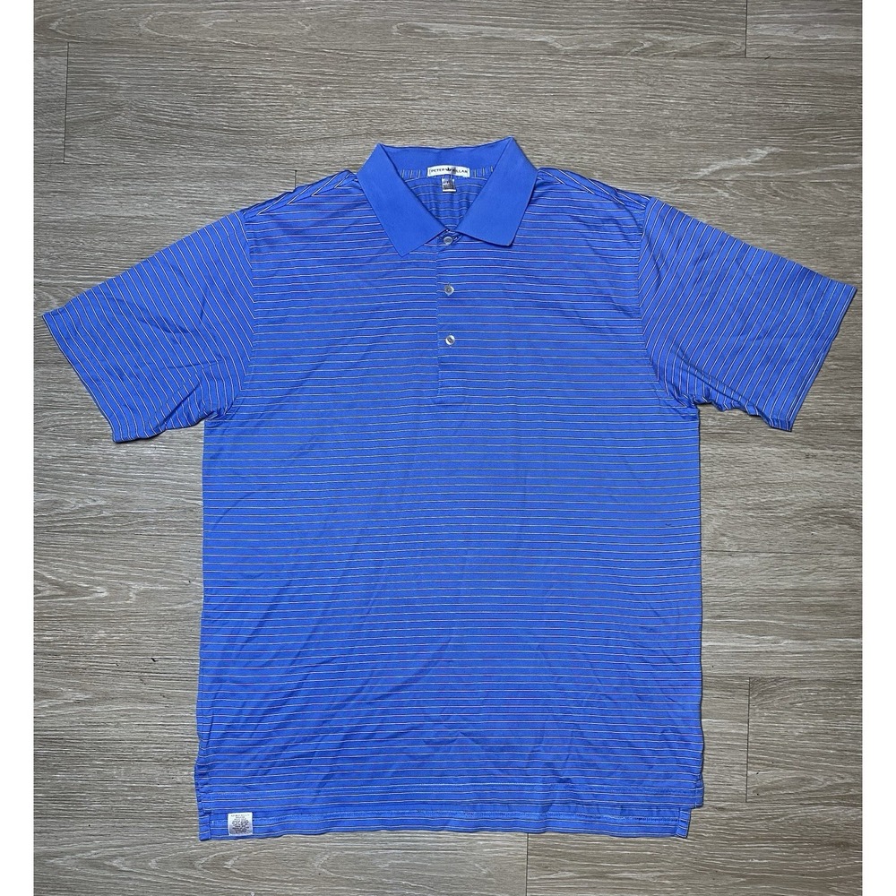 Peter Millar Blue Striped 100%‎ Cotton Polo Shirt Men's Size XL *Pre-Owned*